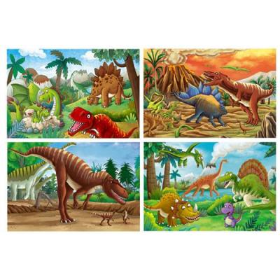 GENERIQUE Puzzle dinosaure de dessin anim&eacute; pour enfants 4 X 24/60 pi&egrave;ces ensemble jeu &eacute;ducatif jouets - Multicolore 