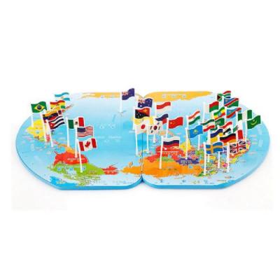 GENERIQUE Puzzle En Bois Pliable Planisph&egrave;re Pays Logo Toy Matching Cognitive Pr&eacute;coce Educa BT089 