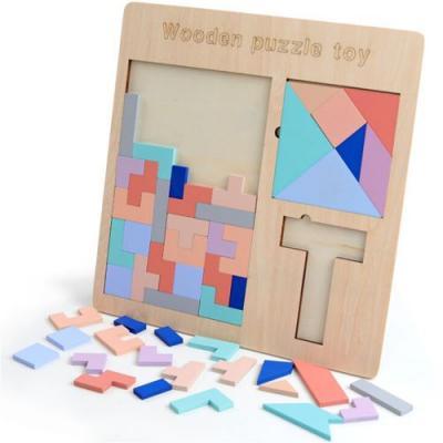 GENERIQUE Puzzle Tetris en bois Tangram puzzle cerveau construction Teasers Toy Blocks jeu Pealer782 
