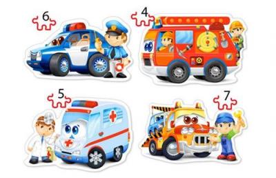 CASTORLAND  Rescue Services, 4x Puzzle (4 + 5 + 6 + 7) partie- - Puzzl