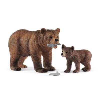SCHLEICH Figurine - Maman Grizzly et son ourson