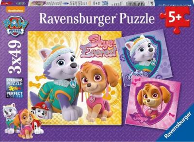 RAVENSBURGER Set avec 3 puzzles de 49 pieces pat patrouille stella et everest - puzzle paw patrol  