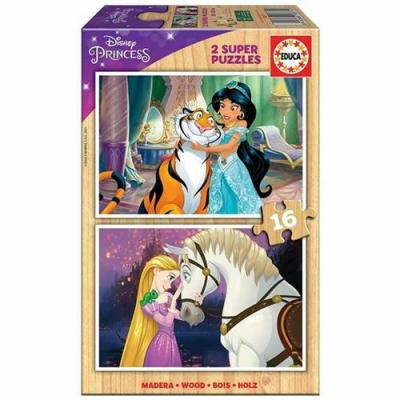  Educa Borras 2x16 Pieces Disney Princess Wooden Puzzle Multicolore