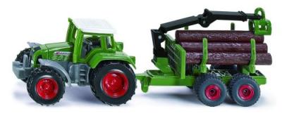 SIKU  tracteur Fendt avec remorque et souches d'arbres verts (1645)