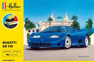 HELLER Maquette  STARTER KIT (Kit de d&eacute;marrage) BUGATTI EB 110- 1/24 -