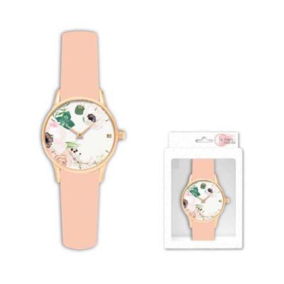 TCS STC &ndash; Montre Tendance Bracelet Uni Beige Imprim&eacute; Fleurs