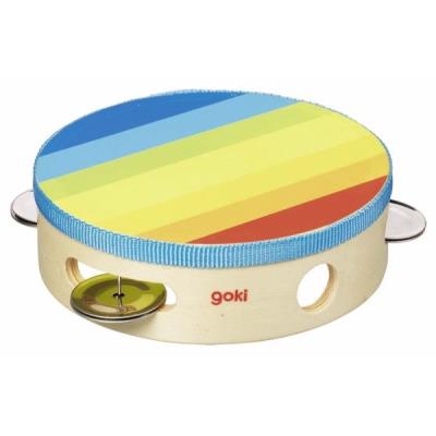 GOKI  Tambourin Arc en ciel avec grelots - H4,5x&Oslash;14,5cm - Bois