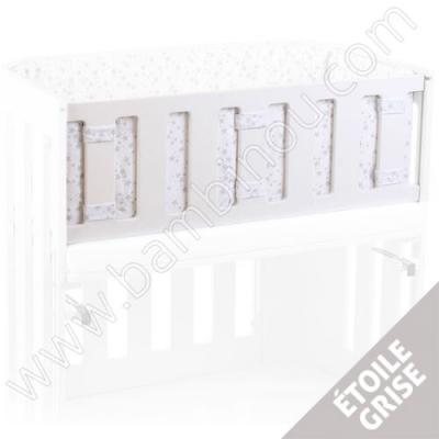 BABYBAY  Grille protection pour lit - b&eacute;b&eacute; - &Eacute;toiles gris perle blanche