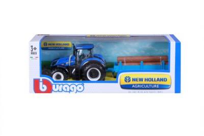 BBURAGO Tracteur Remorque &agrave; Bois  Collection Ferme 1:32