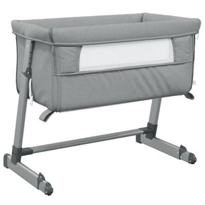 Revera Lit b&eacute;b&eacute; avec matelas gris clair tissu de lin