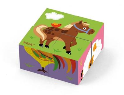 GENERIQUE Viga Toys puzzle blocs animaux de la ferme 4 blocs 