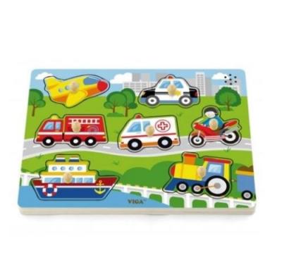 VIGA TOYS  puzzle de forme avec des v&eacute;hicules sonores 7 pi&egrave;ces