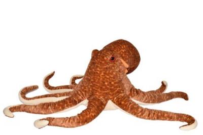 Peluche pieuvre cuddlekins de 76 cm marron blanc