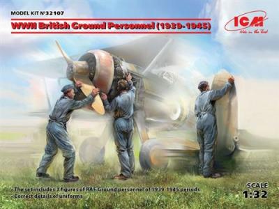  Wwii British Ground Personnel(1939-1945)(3 Figures) - 1:32e - Icm