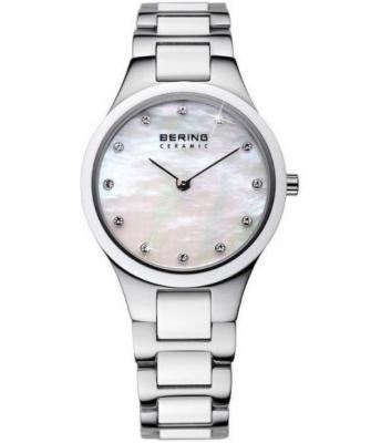 BERING Montre Pour Femme En Acier C&eacute;ramique Cadran Nacr&eacute; 12 Cristaux 
