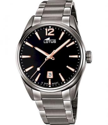 LOTUS Montre  L18684-2 - Dateur Acier Gris Cadran Noir Homme