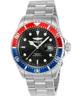 INVICTA  Pro Diver - Montre Homme Quartz en Acier Inoxydable - 43 mm, Rouge / Bleu