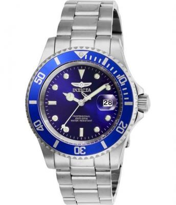 INVICTA  Pro Diver - Montre Homme Quartz en Acier Inoxydable - 40 mm, Argent / Bleu
