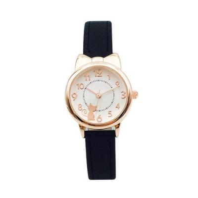 OEM Montre &agrave; quartz Enfant avec Mignon Chat - Or&Noir 
