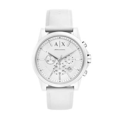 ARMANI EXCHANGE Montre  chronographe en r&eacute;sine, blanche, pour homme, AX1325