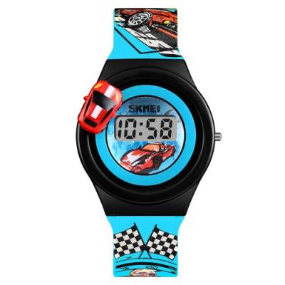 OEM Montre enfant num&eacute;rique avec voiture amovible - Bleu clair 