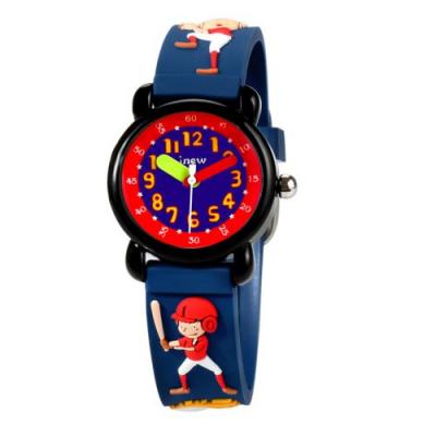 OEM Montre enfant quartz etanche - Gar&ccedil;on de baseball 3D - Bleu 