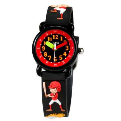 OEM Montre enfant quartz etanche - Gar&ccedil;on de baseball 3D - Noir 