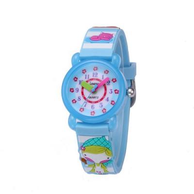 OEM Montre enfant quartz etanche - Motif fille 3D - Bleu 