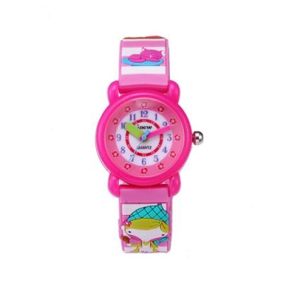 OEM Montre enfant quartz etanche - Motif fille 3D - Rose 