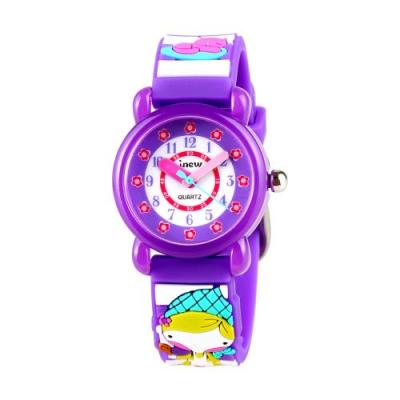 OEM Montre enfant quartz etanche - Motif fille 3D - Violet 