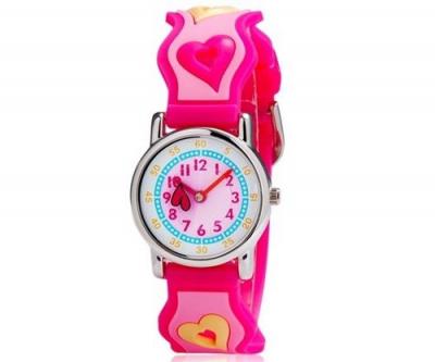 OEM Montre enfant quartz etanche - Motif Fille attentionn&eacute;e 3D - Rose 