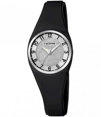 CALYPSO Montre  K5752-6 - Montre Bracelet Silicone Noir Boitier Aluminium Noir Femme