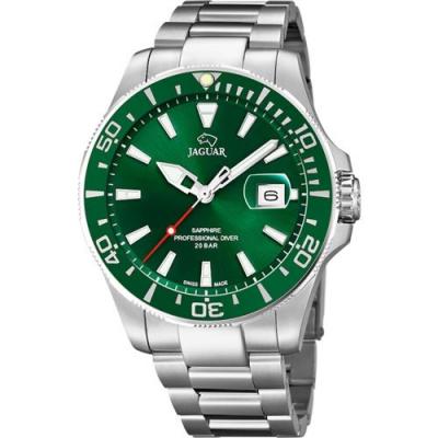 JAGUAR Montre homme J860-B. Fashion. Date. Vert. Argent.
