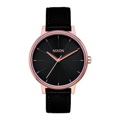NIXON  The Kensington Leather Rose Gold/Black montre A108-1098