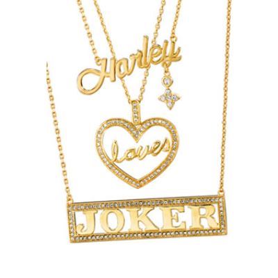 Noble Collection Suicide Squad set 3 pendentifs coeur Harley Loves Jo