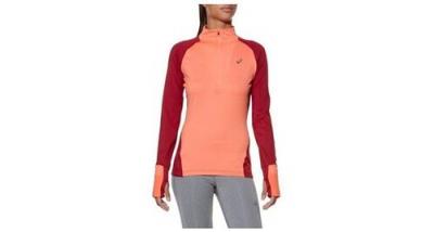  T-shirt &agrave; manches longues femme asics ls winter 1/2 zip corail (taille l - us) 