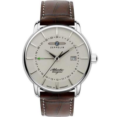 ZEPPELIN  Atlantic Beige Dial Bracelet en cuir Quartz 8442-5 84425 Montre Homme