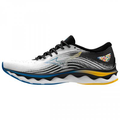 MIZUNO Chaussures de running  wave sky 6 blanc jaune bleu