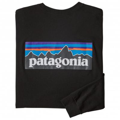 PATAGONIA T shirt manches longues  p 6 logo responsibili tee noir