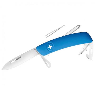 SWIZA  - Schweizer Messer D04 - Couteau taille 7,5 cm, blanc/bleu