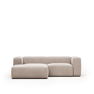 KAVE HOME Canap&eacute; d'angle Blok 2 places fixe gauche beige 240 cm - 