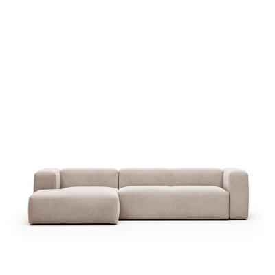 KAVE HOME Canap&eacute; Blok 3 places m&eacute;ridienne gauche beige 300 cm - 