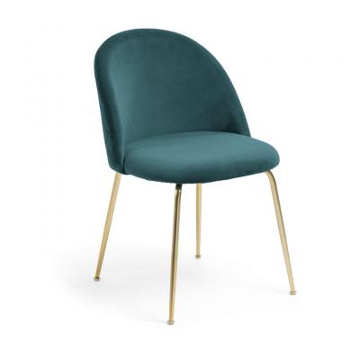 Kave Home - Chaise Ivonne velours turquoise - Turquoise