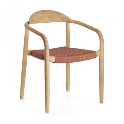 Kave Home - Chaise Nina en bois d'acacia massif et corde terracotta