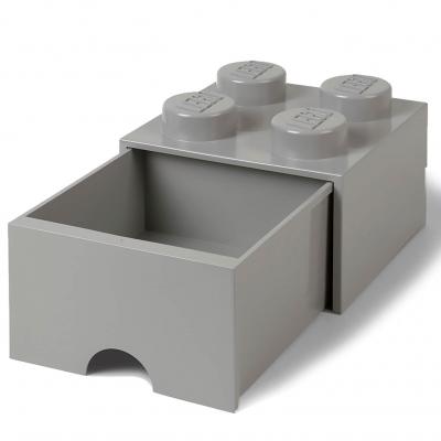Brique gris pierre de rangement LEGO&reg; &agrave; tiroir et &agrave; 4 tenons