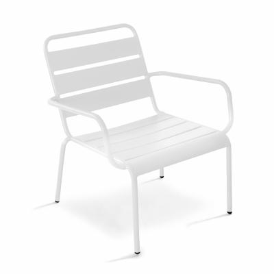 OVIALA Fauteuil de jardin bas - 60 x 64 x 72 cm - Acier - Palavas - Blanc