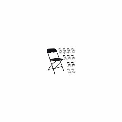 REKKEM Ensemble de 12 chaises pliantes noires r&eacute;ception jardin - Noir