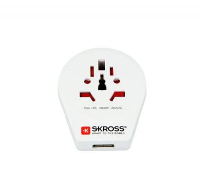 SKROSS Adaptateur secteur  monde &agrave; europe 1 port usb blanc