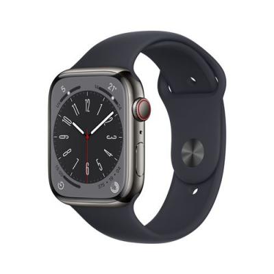 Montre connect&eacute;e APPLE WATCH 45MM Acier Graph/Minuit Series 8 Cellula