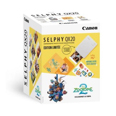 Kit SELPHY QX20 Edition Zootopie 2 - Blanc + 20 recharges+ 2 carnets + Stickers